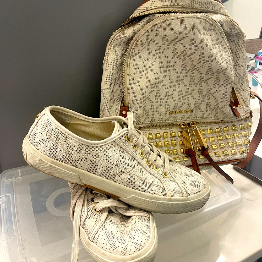 Michael Kors backpack and tennis shoes set